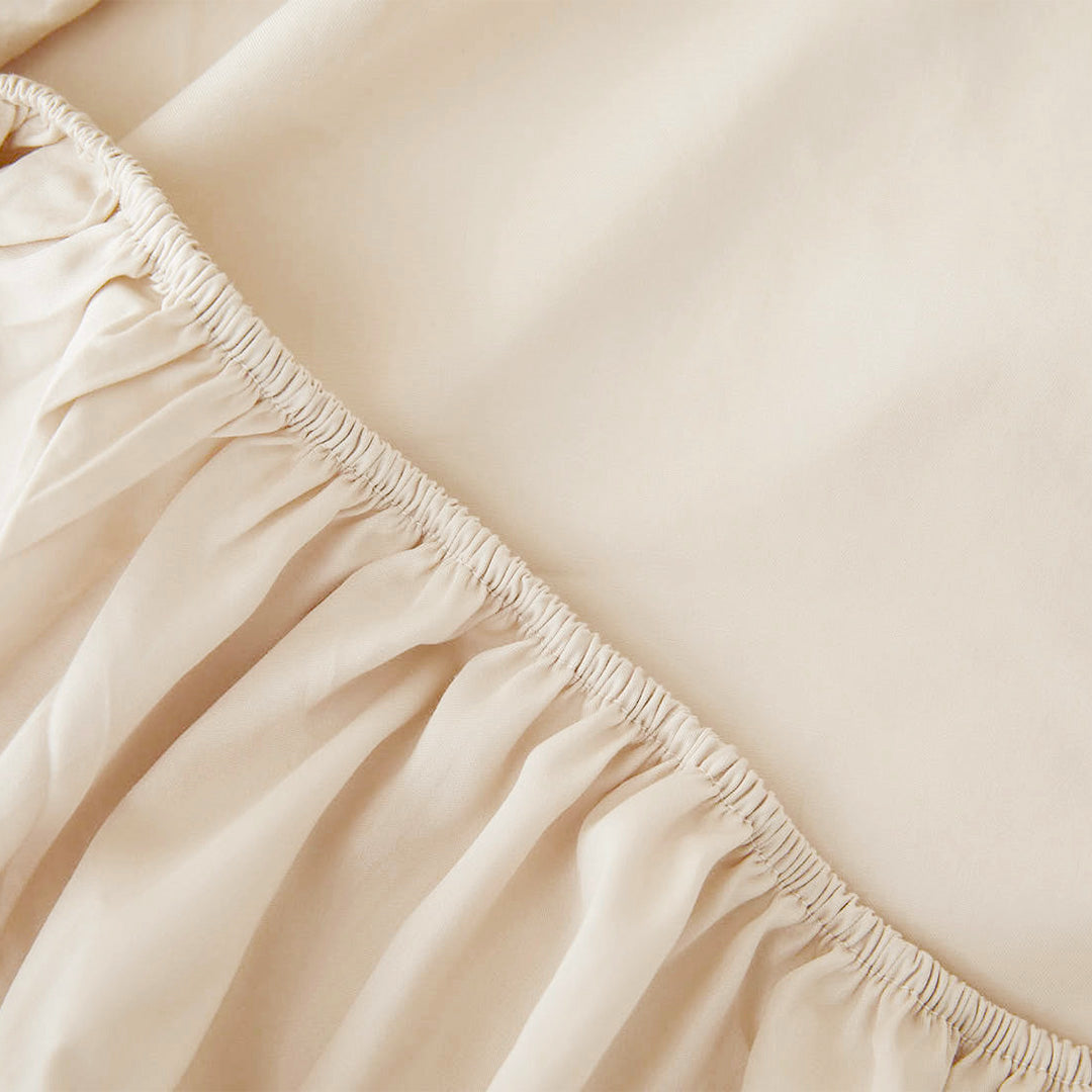 Le drap-housse en satin de coton bio - Beige