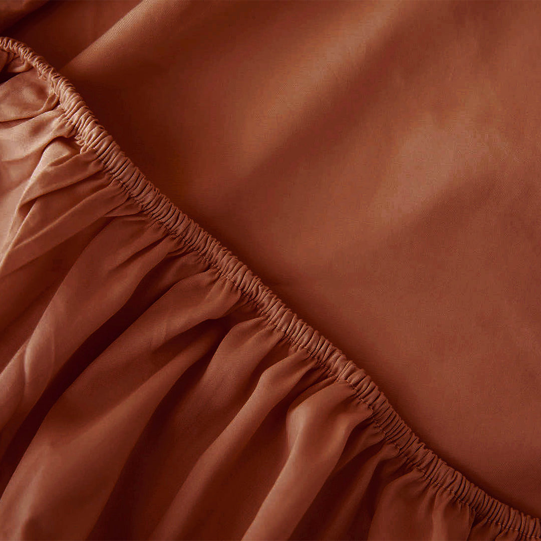 Le drap-housse en satin de coton bio - Terracotta