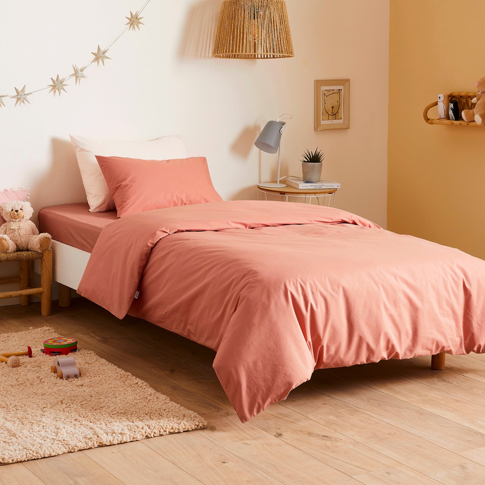 La housse de couette enfant en percale de coton bio - Bois de rose
