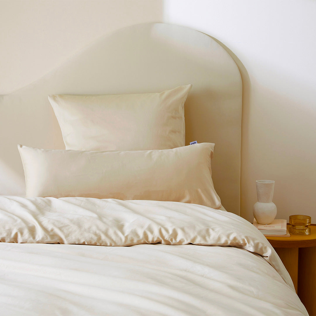 La housse de couette en satin de coton bio - Beige