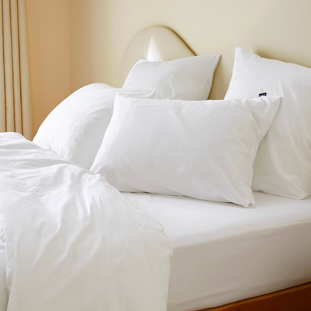 La housse de couette en satin de coton bio - Blanc