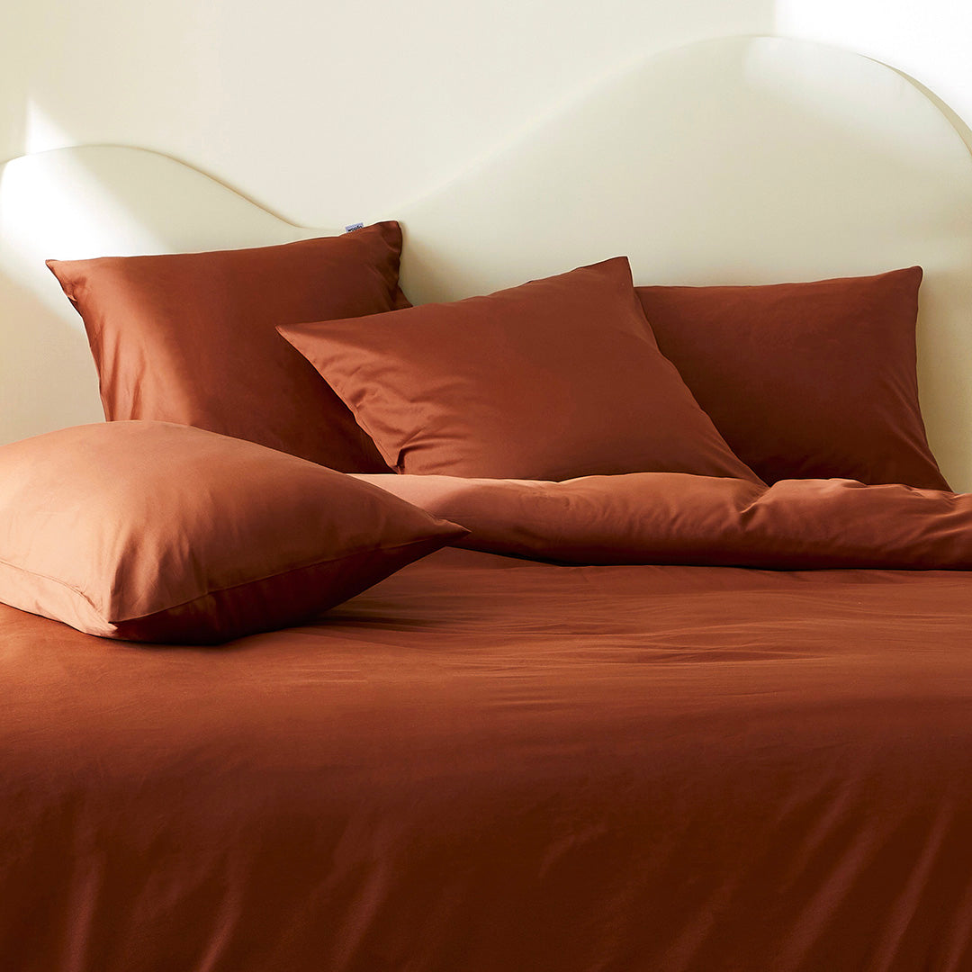 La taie d'oreiller en satin de coton bio - Terracotta