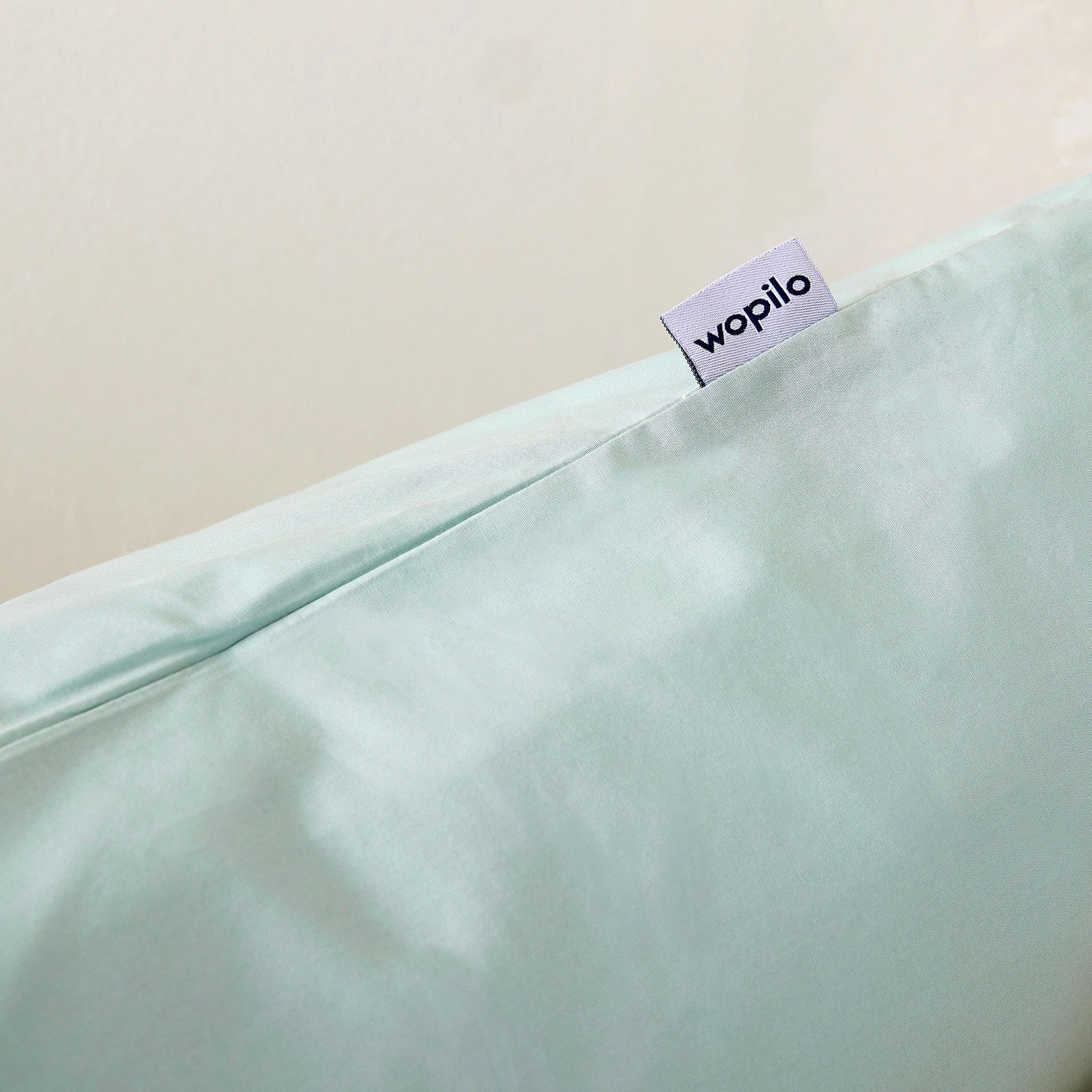 Taie d'oreiller enfant en percale de coton bio - Vert d'eau
