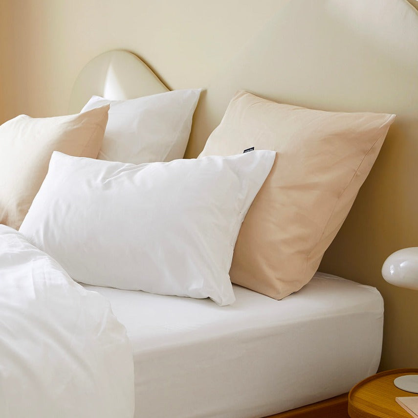 La taie d'oreiller en satin de coton bio - Blanc