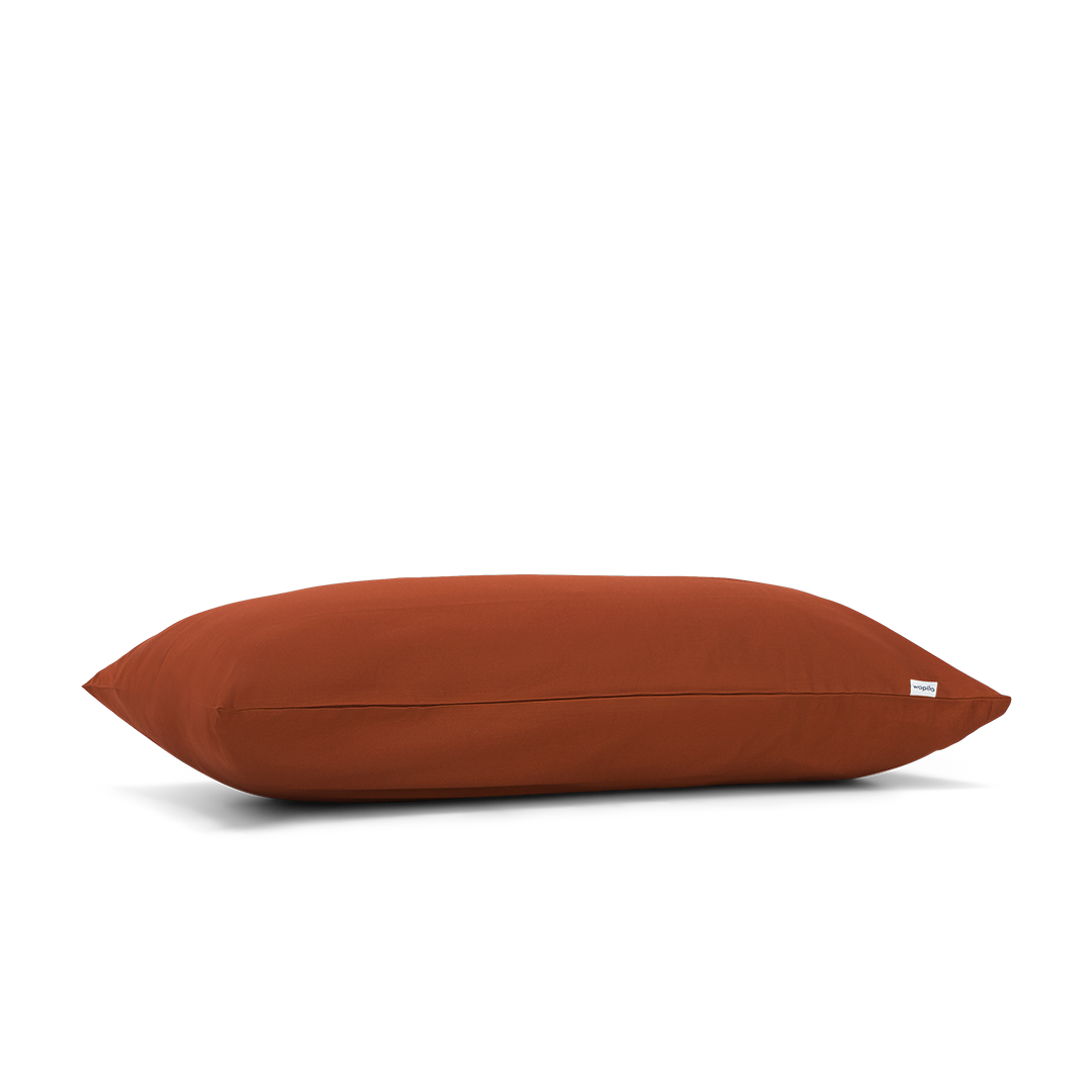 La taie de traversin wonderpilo en satin de coton bio - Terracotta