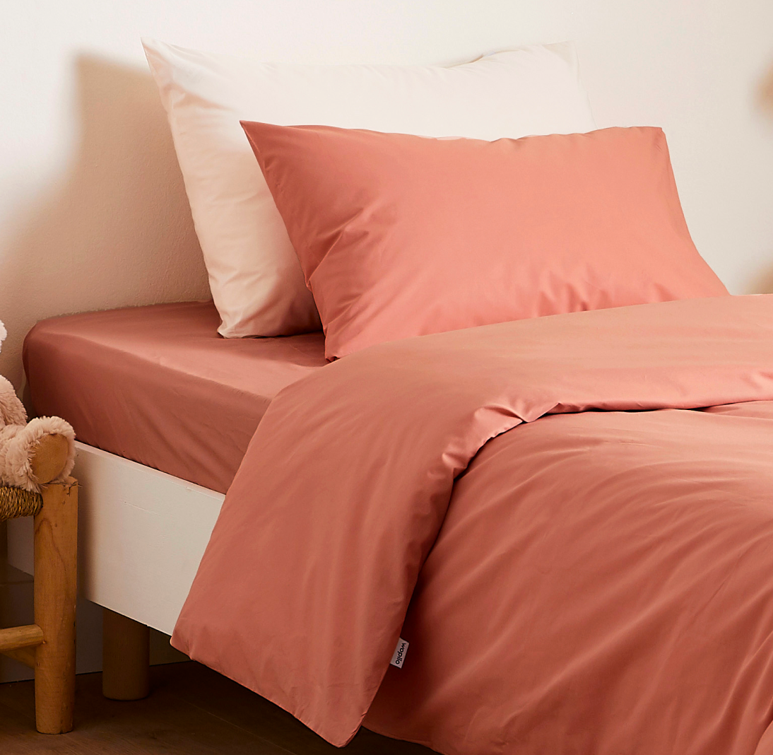 Le drap-housse enfant en percale de coton bio - Bois de rose