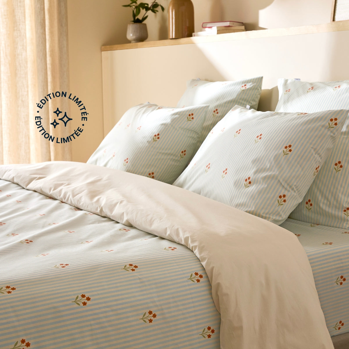 La housse de couette en percale de coton bio - Nuit fleurie