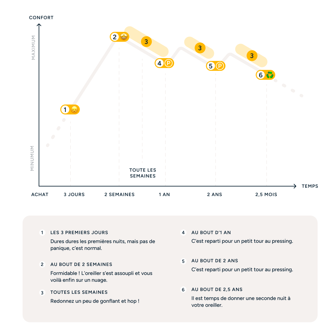 infographie durée de vie oreillers