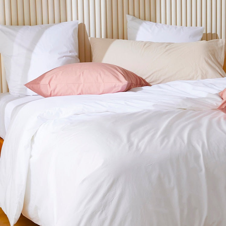 La taie d'oreiller en percale de coton bio - Blanc