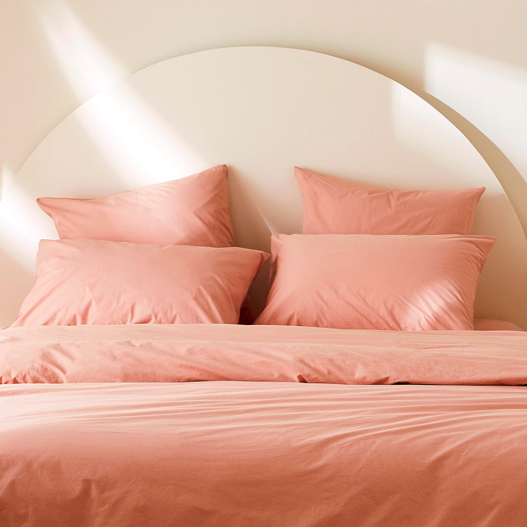 2 taies d'oreiller en percale de coton bio - Bois de rose