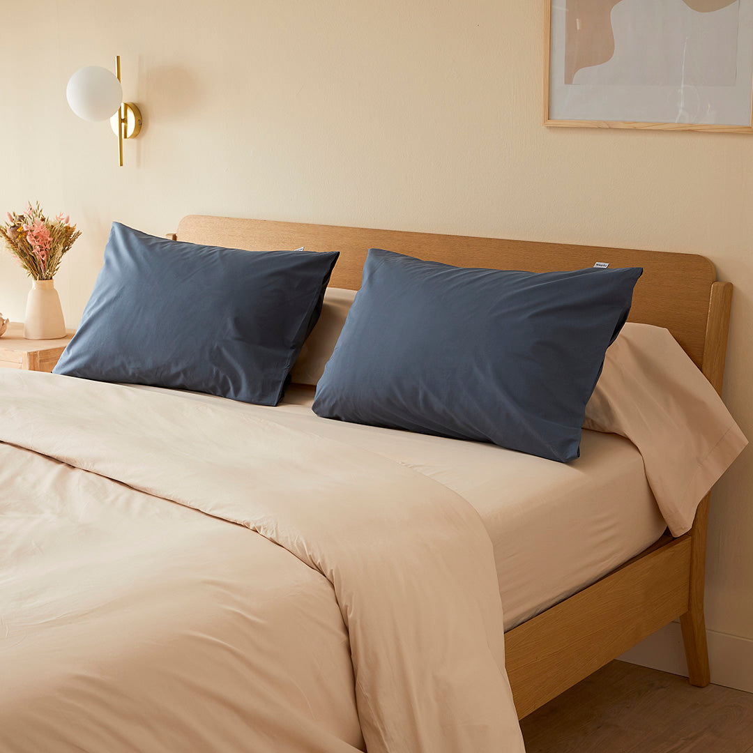 La taie de traversin en percale de coton bio - Beige